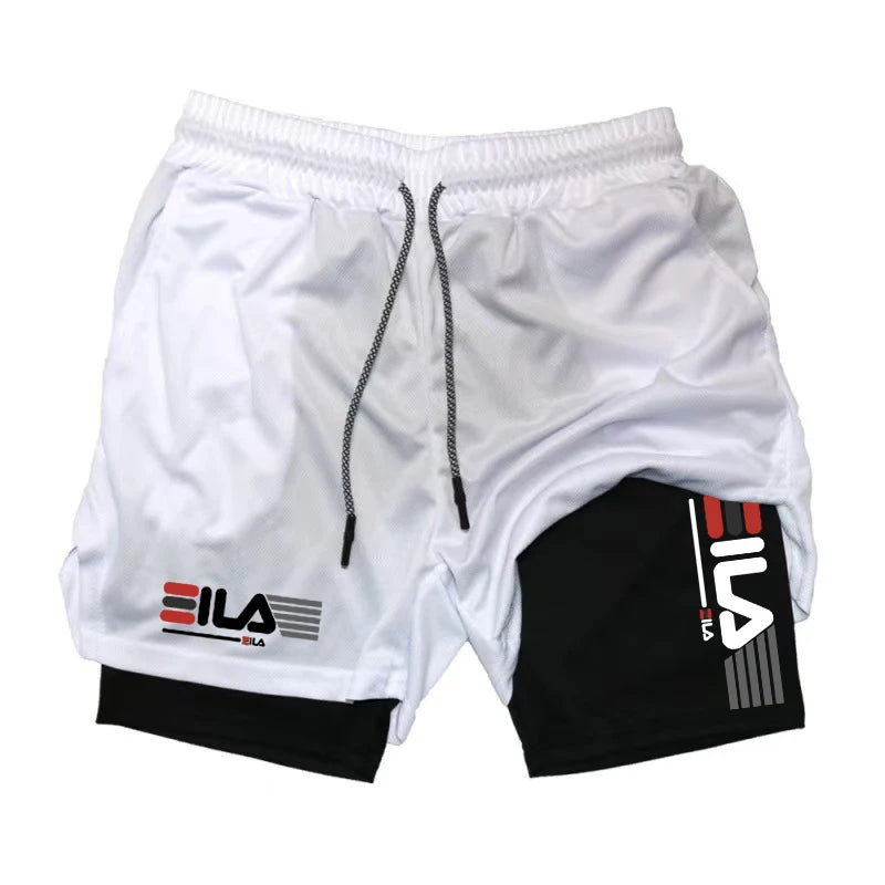 Men's Two-in-one Sports Shorts Breathable Casual Quick-drying Double-layer Shorts Summer Running Sportswear Bottoms M-3XL