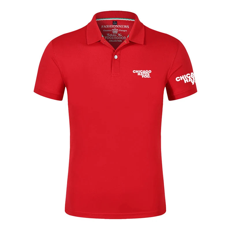 2025 Chicago Hates You Same Men's New Summer Hight Quality Regular Polos T-Shirt Short Sleeves Fashion Casual Lapel Sports Tops