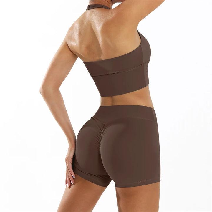 Summer Fitness Suits Short Sports Sets Yoga Clothes Sexy Women's Tracksuit Butt Lifting Shorts and Sport Bras Set Gym Outfits - ATFH