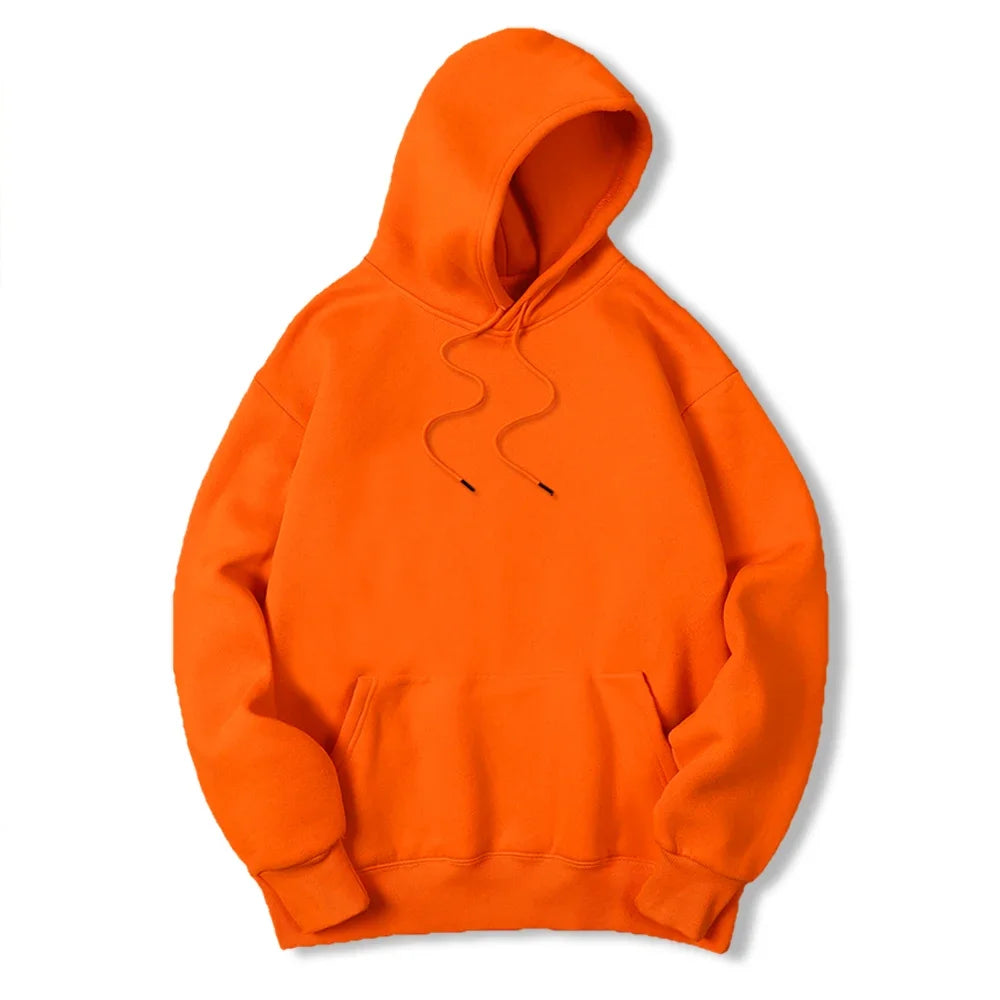 2025 Men's Solid Color Hooded Sweaters Men's Warm Wool Sweater Fashionable Street Clothing Loose  Breathable Jersey Brand Hooded - ATFH
