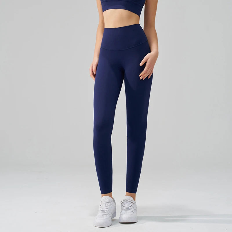 SOISOU Nylon Yoga Pants Gym Leggings Women Girl Fitness Soft Tights High Waist Elastic Breathable No T Line Sports Pants - ATFH