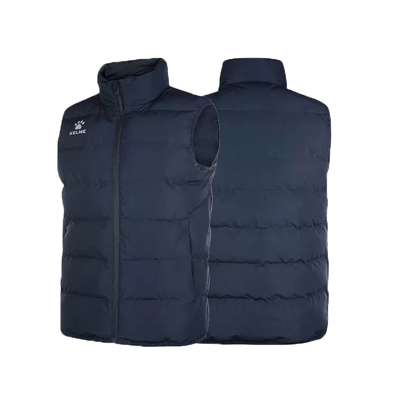 KELME Men Winter Down Vest Sport Training Lightweight Waterproof Outwear Short Stand Collar Casual Coat Windproof Warm Jacket