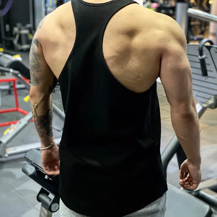 Summer Mesh Running Vests Mens Quick Dry Bodybuilding Stringer Tank Tops Fitness Sleeveless Shirts Gym Clothing Workout Singlets