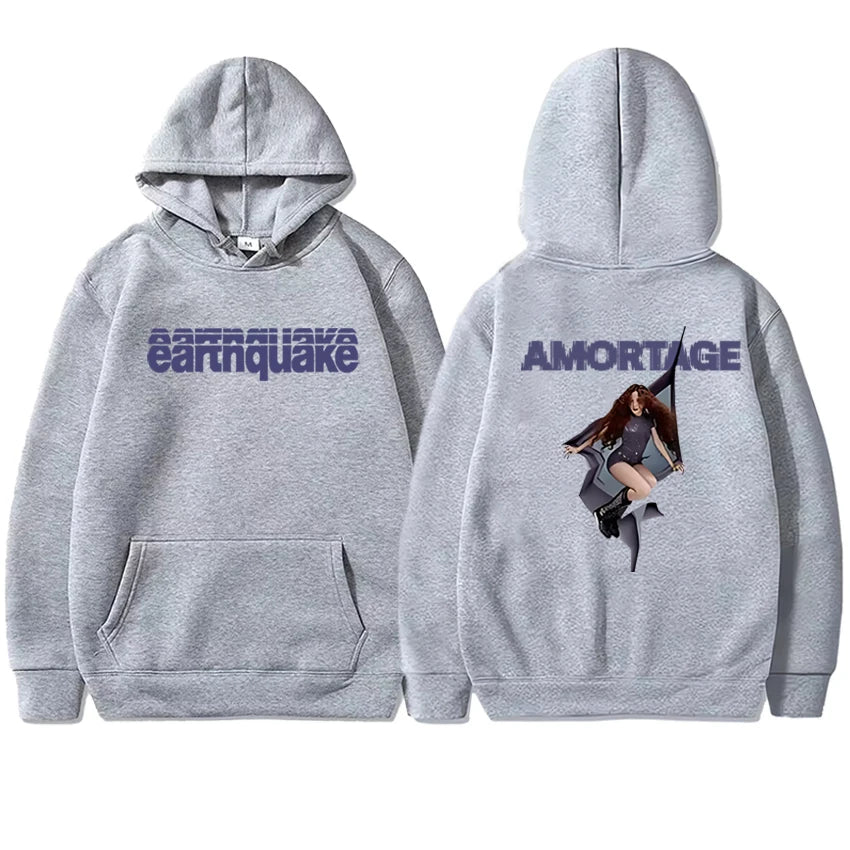New in Jisoo Earthquake Hoodies Men women Vintage 2026 New Song Double Sided print Sweatshirt Unisex Fleece Long sleeve pullover - ATFH