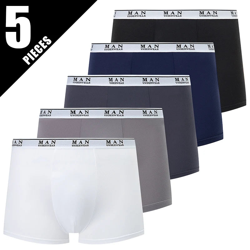 5piece Set Of Men's Classic Black And White Elastic Long Underwear Quick Drying Comfortable Sporty Youth Trend Flat Corner Pants
