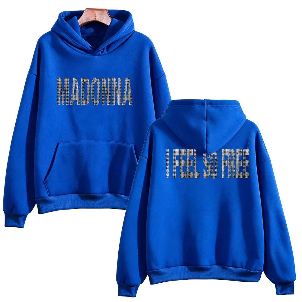 I Feel So Free Hoodie Graphic Printed Hoodie Madonna Merch Vintage Style Sweatshirts Women Men with Hooded Loose Casual Pullover