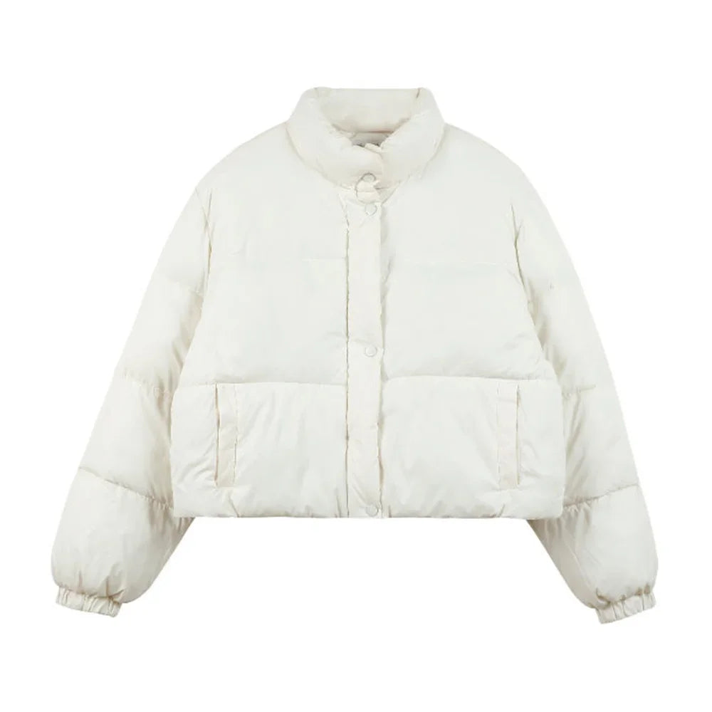 Stand Collar Outerwear Cute Female Long Sleeve Clothing Bread Cotton Coats Top Korean Style Thickened Winter Short Cotton Jacket