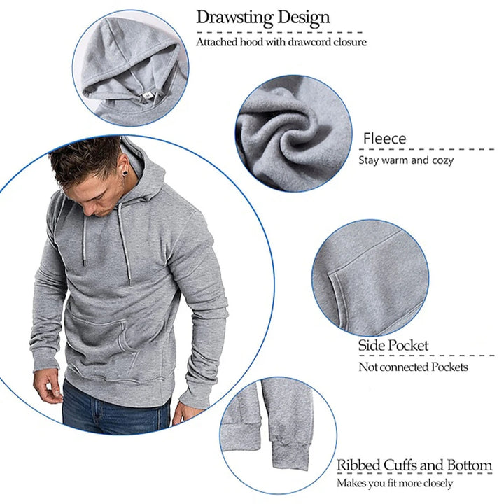 Men's Hoodies New Spring Autumn Casual Hoodies Sweatshirts Men's Top Solid Color Hoodies Sweatshirt Male Casual Tops 11 Colors - ATFH