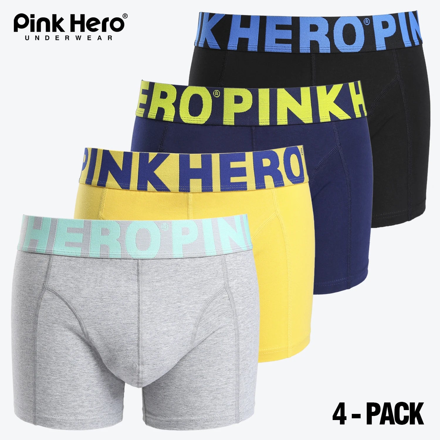 4 PCS PINKHERO Fashion Underpants For Men,Stylish  Comfy And Soft  Slip Homme，Cotton Underwear Boxer Briefs,Calzoncillos Hombre