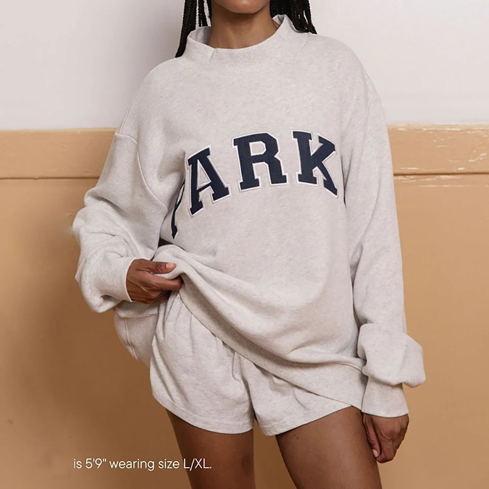 Rowan AAPK-Y018 Women O-Neck Long Sleeve Female Pullover Letter Embroidery Sweatshirts Vintage Casual Sports Lady Top 2026 - ATFH