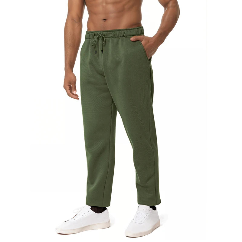Mens Casual Pants Autumn Winter Fleece Sweatpants Men Running Jogger Sports Gym Trousers Fashion Solid Color Workout Long Pants