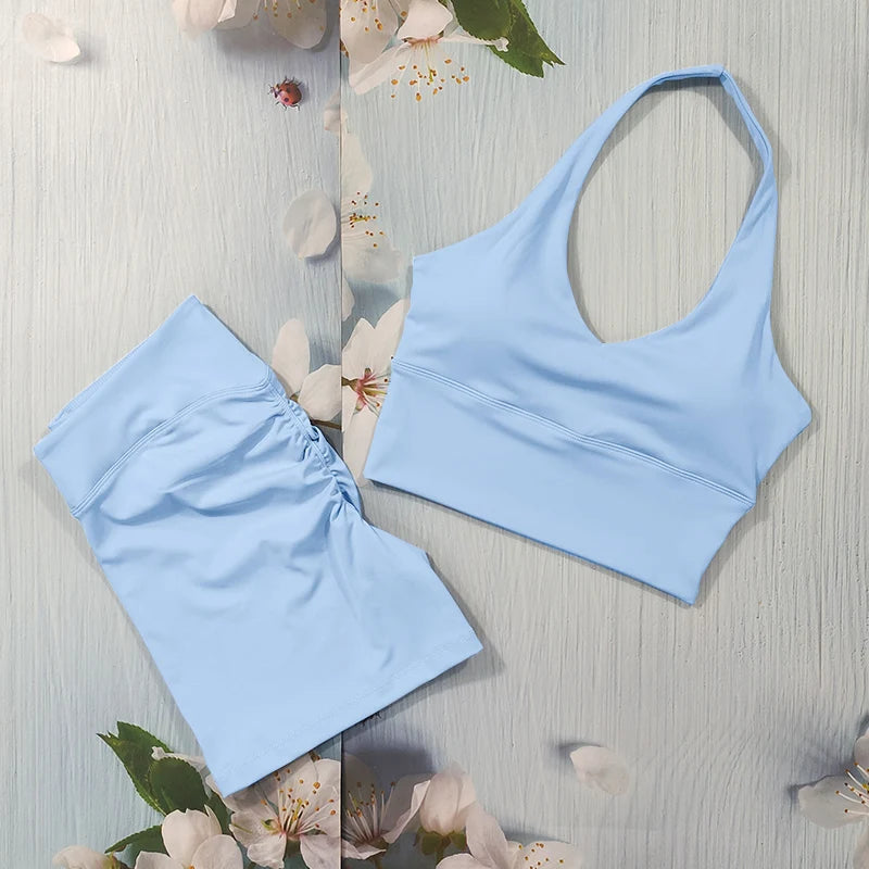 Scrunch Sports Suit Women's Yoga Set Gym Wear Sexy Sports Bras and Flared Leggings Sets Fitness Outfits Female Workout Clothes ATFH