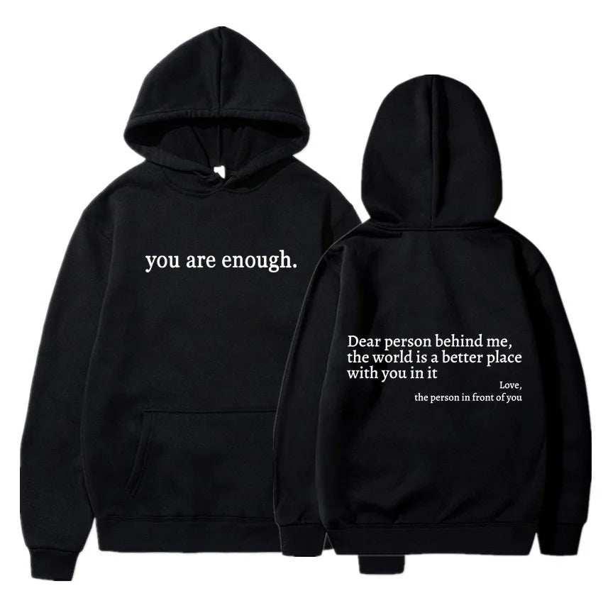 Dear Person Behind Me Men's Kangaroo Pocket Hoodie Classic Retro Women's Back Text Hoodie Neutral Fashion Hoodie Autumn Winter