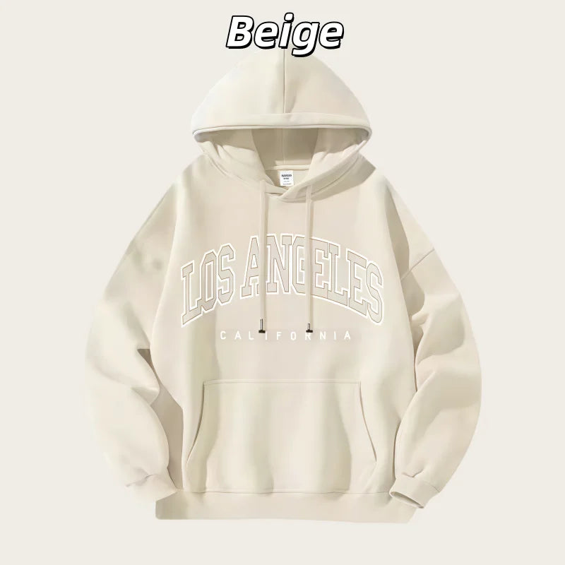 American Fashion Trend Unisex Autumn and Winter Fleece-Lined Thick Oversized American-Style Printed Jacket Loose Casual Street Style Hooded Sweatshirt - ATFH
