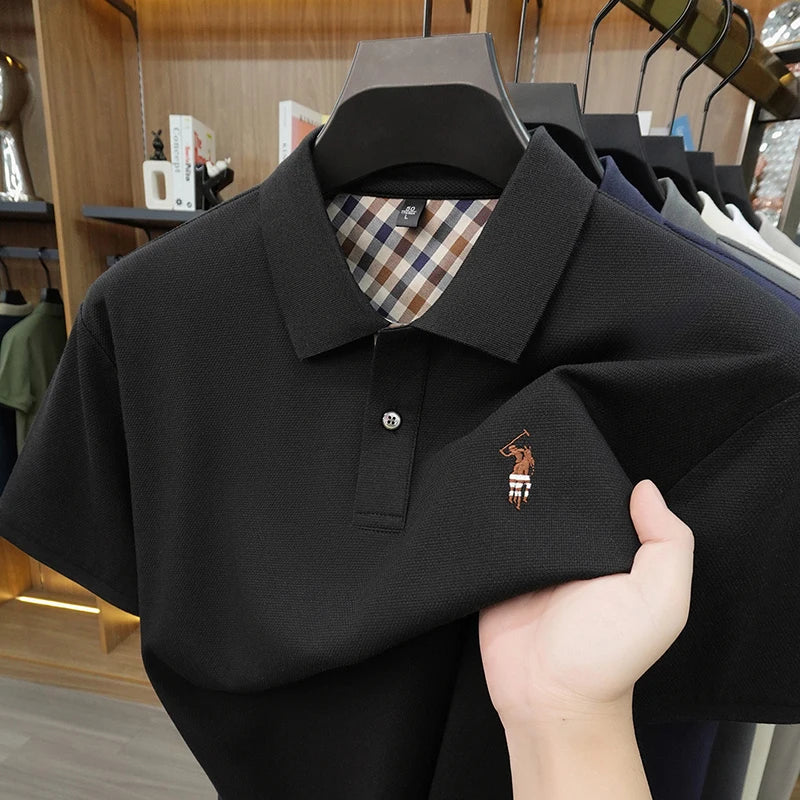 2026 New High End Men's Polo Top Summer Men's Style Fashionable and Comfortable Collar Breathable Top Trendy