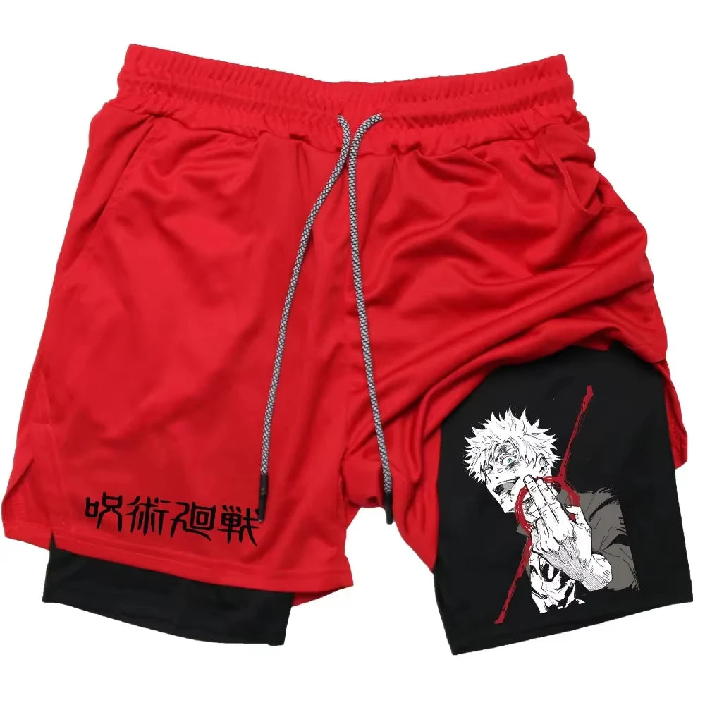 Anime Jujutsu Kaisen Gym Shorts Fitness 2 in 1 Compression Performance Shorts Workout Quick Dry Athletics Short Pants RL0601