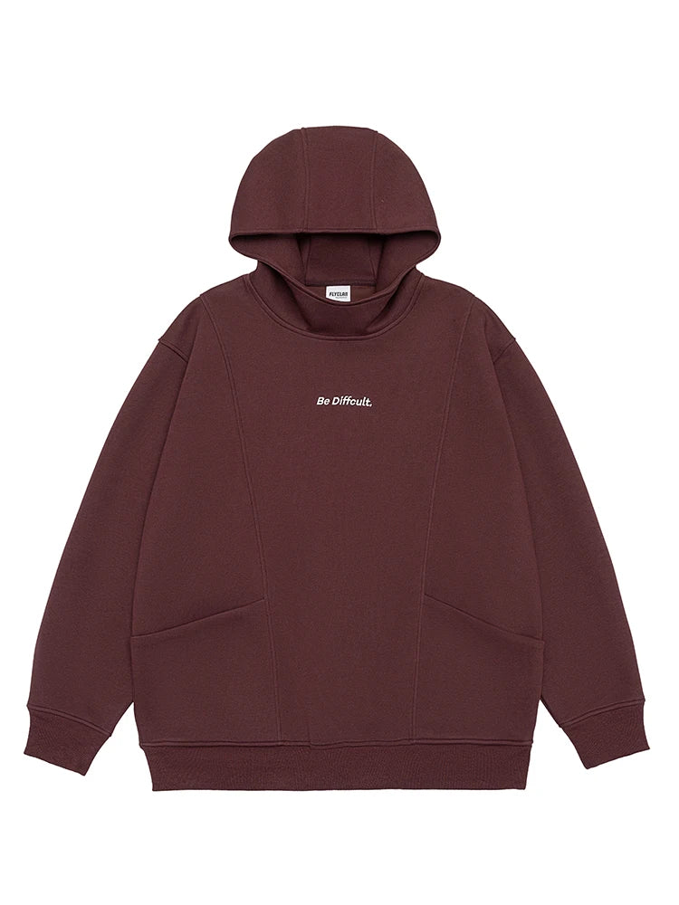 400GSM Cotton Men's Hoodies Letter Embroidery Front Pockets Pullover Hoody Tops Loose Fit - ATFH