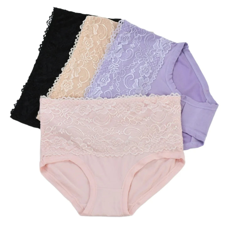 3Pcs Women's Panties Lace Triangle Panties Woman High Waist Plus Fat Plus Size Soft Comfortable and Breathable Female Underwear