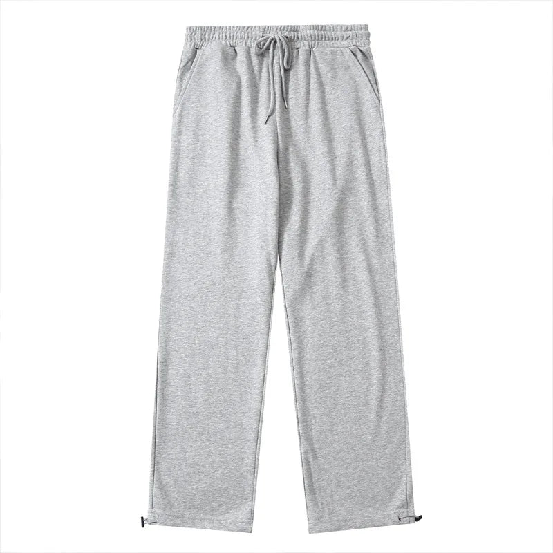 Korean version New Fashion Men’s Solid Color Casual Trendy Simple Basic Loose Drawstring Sports Trousers Male Clothes Pants
