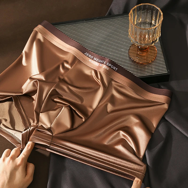 Men's Boxer Shorts Ice Silk Underwear Plus Size Underpants Breathable Sexy Slim Panties Top Quality Lingerie Wholesale