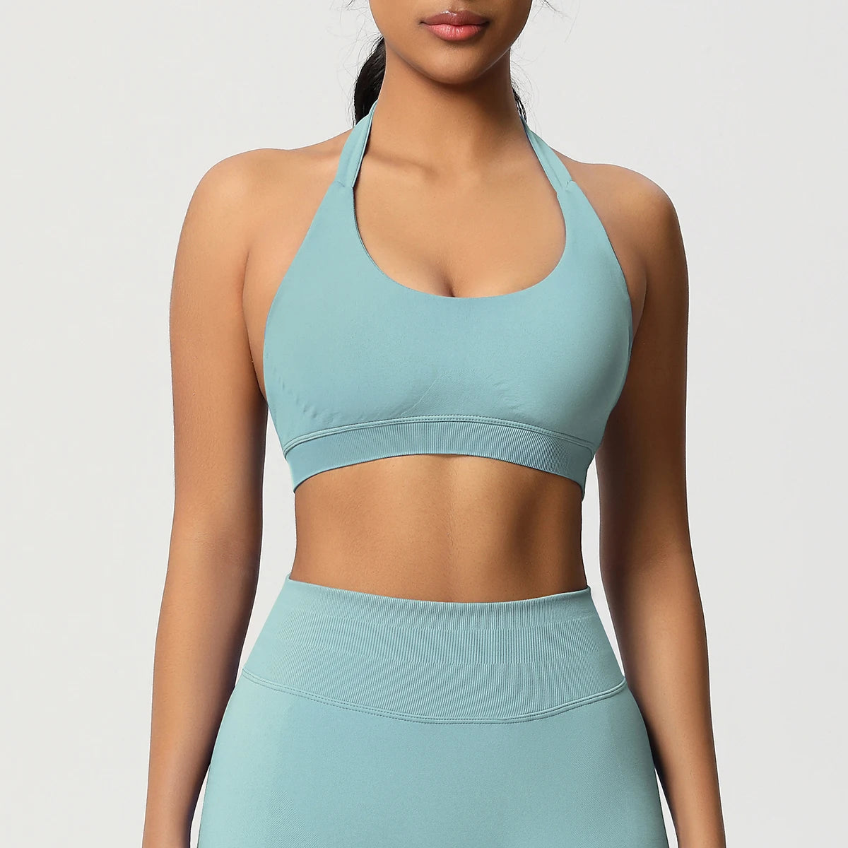 High Stretch Sports Bra Women Halter Seamless Yoga Bra Padded Backless Sports Bras Gym Crop Top Push Up Workout Yoga Tops Woman - ATFH