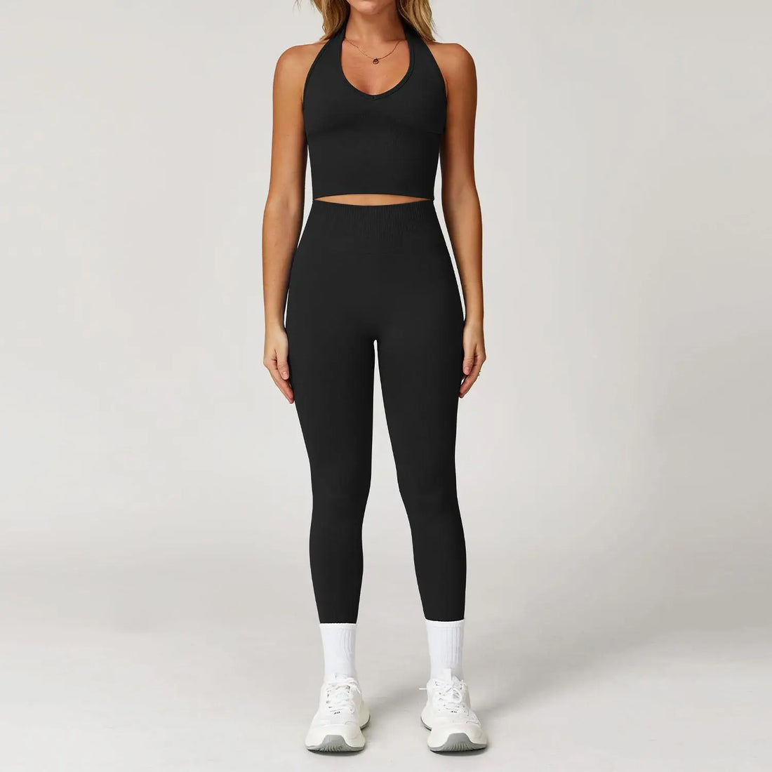 Seamless 2Pcs Yoga Pants Set Women Gym High Waisted High Support Fitness Leggings Push Up Seamless Edging Fitness Sports Bra ﻿ - ATFH