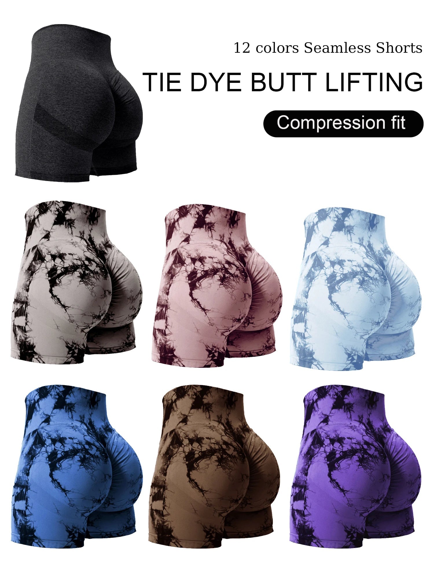 Butt Lifting Tie Dye Summer Shorts Woman High Waist Stretch Sport Shorts Outdoors Summer Outdoors Shorts Woman Tahsi Fashion House