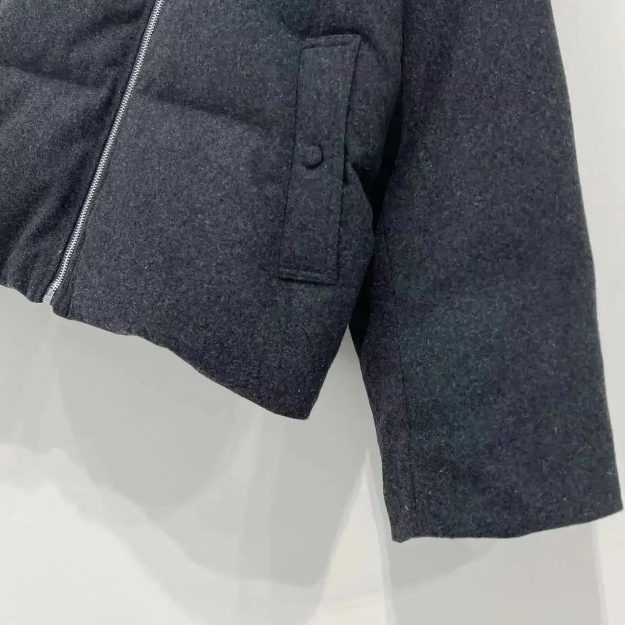Winter Down Coat Wool Blended Flannel Short Quilted Down Top Warm Jacket for Women ATFH