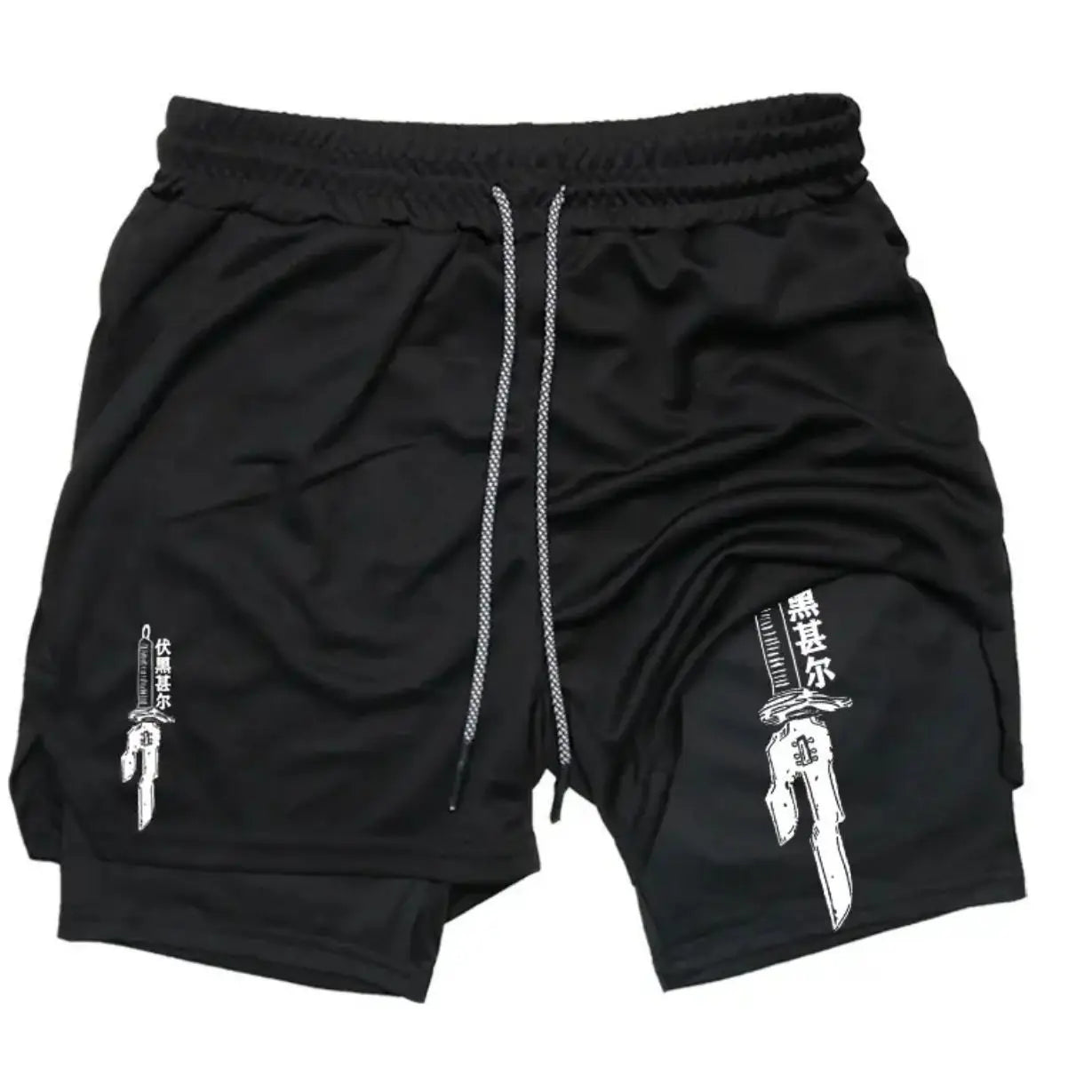2025 New Summer Anime Pattern Print Adult Double-Layer Fashion Fitness Casual Shorts