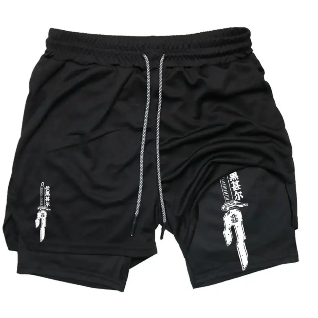 2025 New Summer Anime Pattern Print Adult Double-Layer Fashion Fitness Casual Shorts
