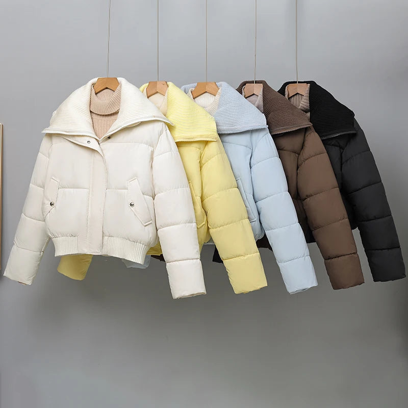 Fashion Winter Coat Female Short Parkas Long Sleeve Loose Thick Warm Women's Jackets ATFH