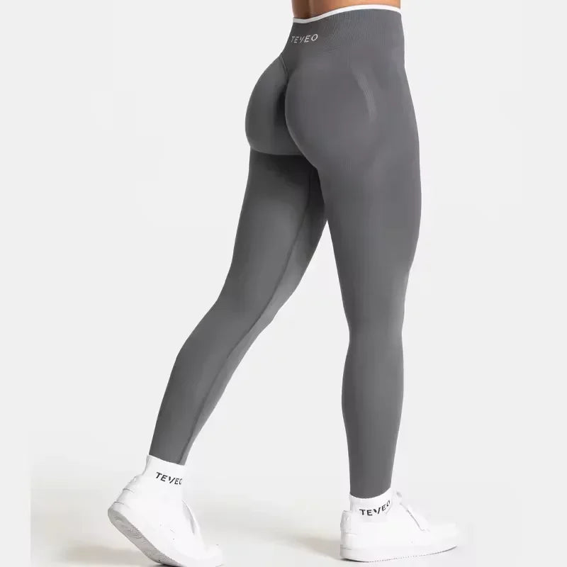 TEVEO High Waist Seamless Scrunch Leggings for Women Yoga Pants Hip Lifting Running Exercise Gym Ignite Sculpt Series ATFH