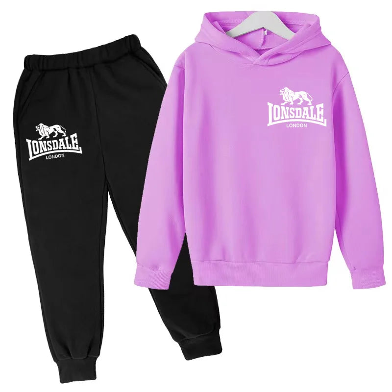 Kids Fashion Hoodie Boys Lion Print Tracksuit Girls Toddler Coat 3-12Y Top+pants 2P Clothing Charming Casual Sports Jogging Set - ATFH