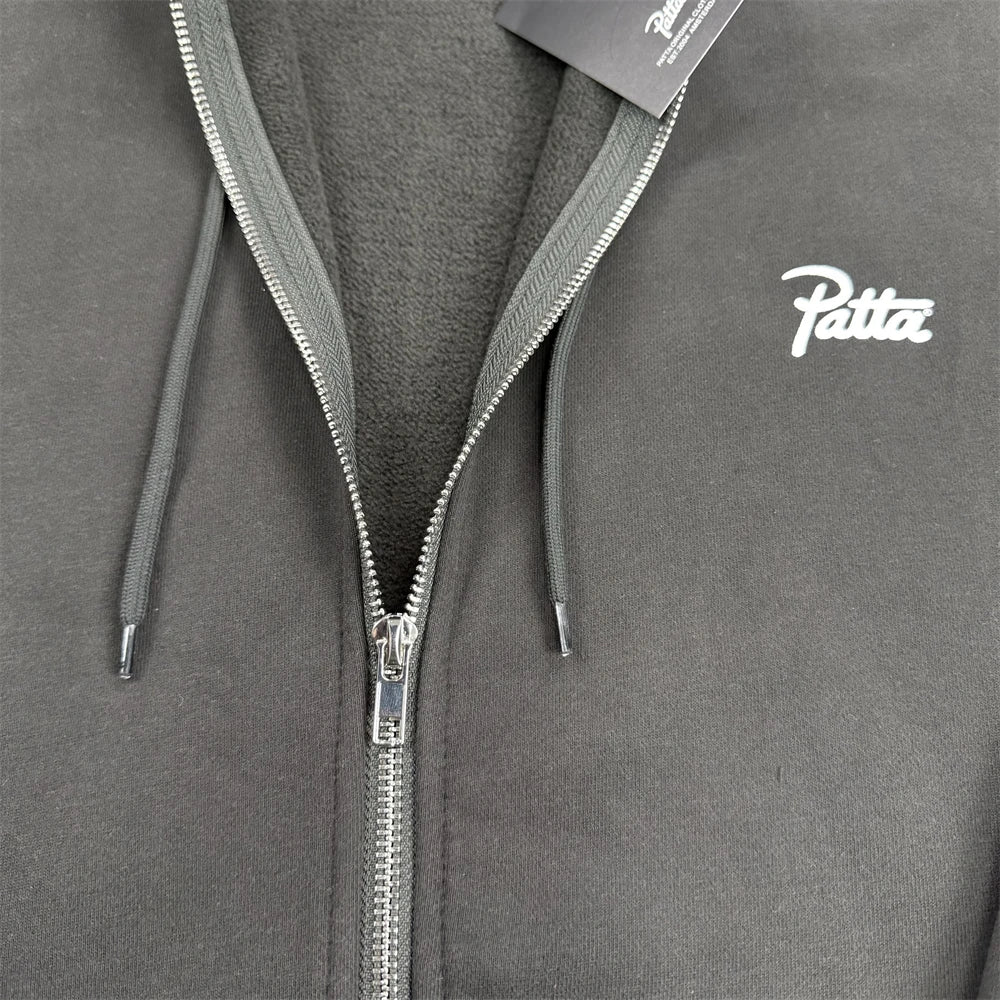 25fw PATTA Zipper Hoodie Men Women Heavy Fabric Unisex Casual Zip Coats Pullover - ATFH