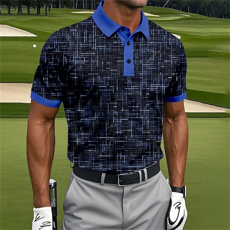 New Men'S Polo Shirts 3d Stripe Printed Men'S Clothing Summer Casual Short Sleeved Golf Shirt Street Men Designer Tops Tees