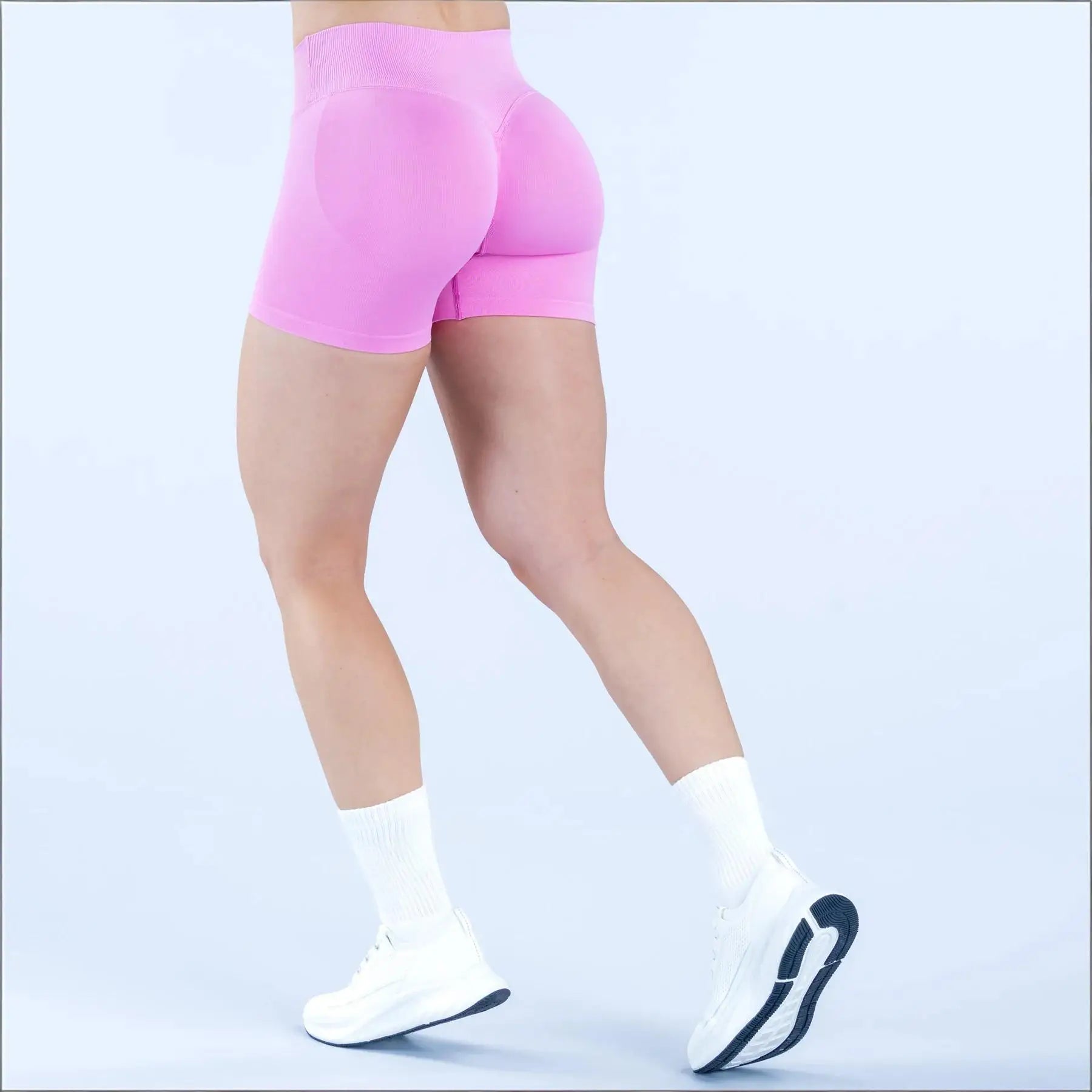 Lemonsky High elasticity hip lifting fitness yoga shorts, summer sports solid color shorts