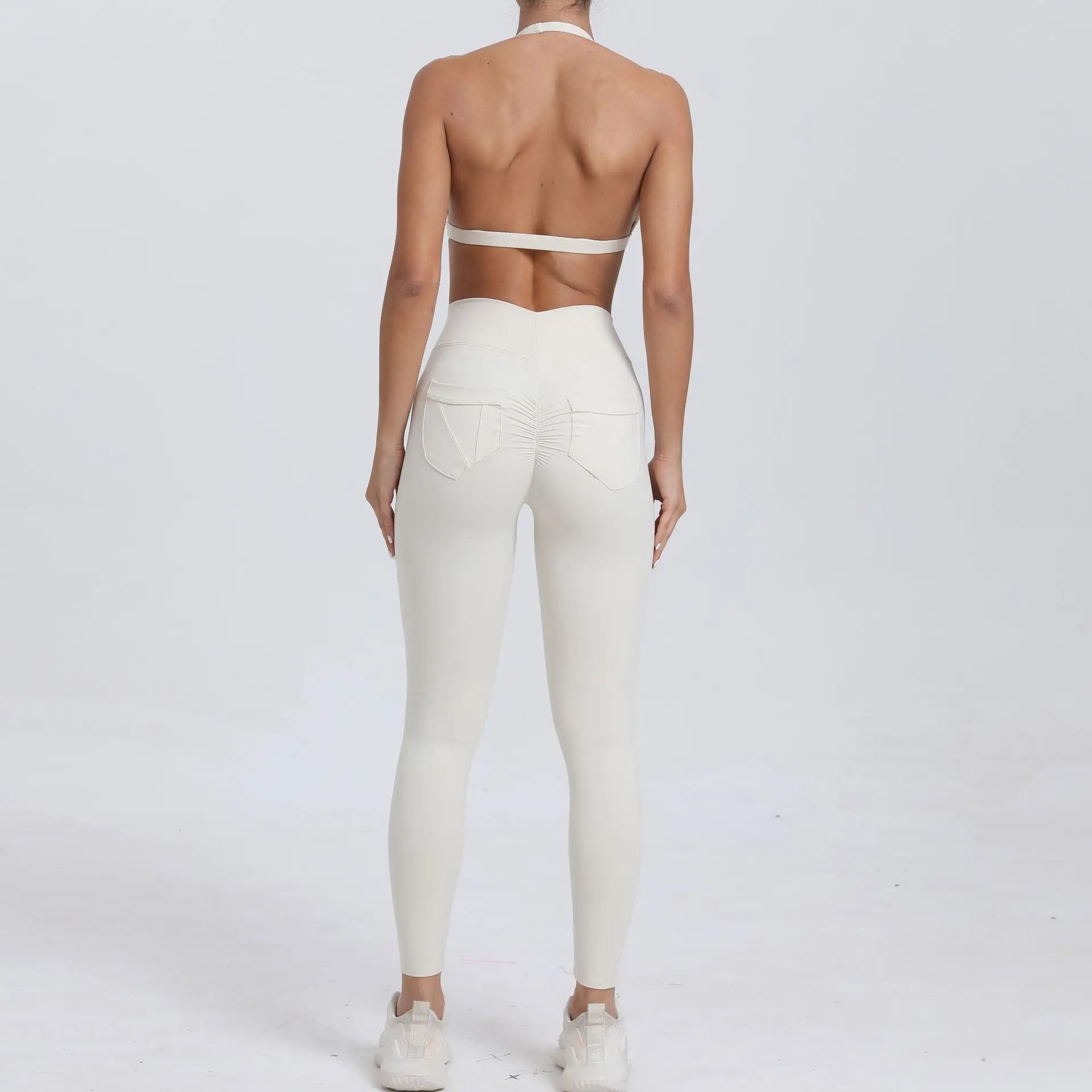 Workout Set for Women Quick Dry Yoga Outfit Seamless Sports Bra High Waist Gym Leggings with Pockets Running Fitness - ATFH