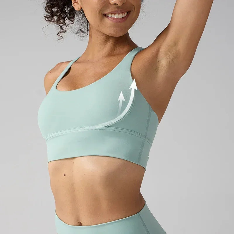 Solid Color soft high strength Women Fitness Bra Tight Sport Top Comprehensive Training Gym Yoga Underwear Tight With Chest Pad - ATFH
