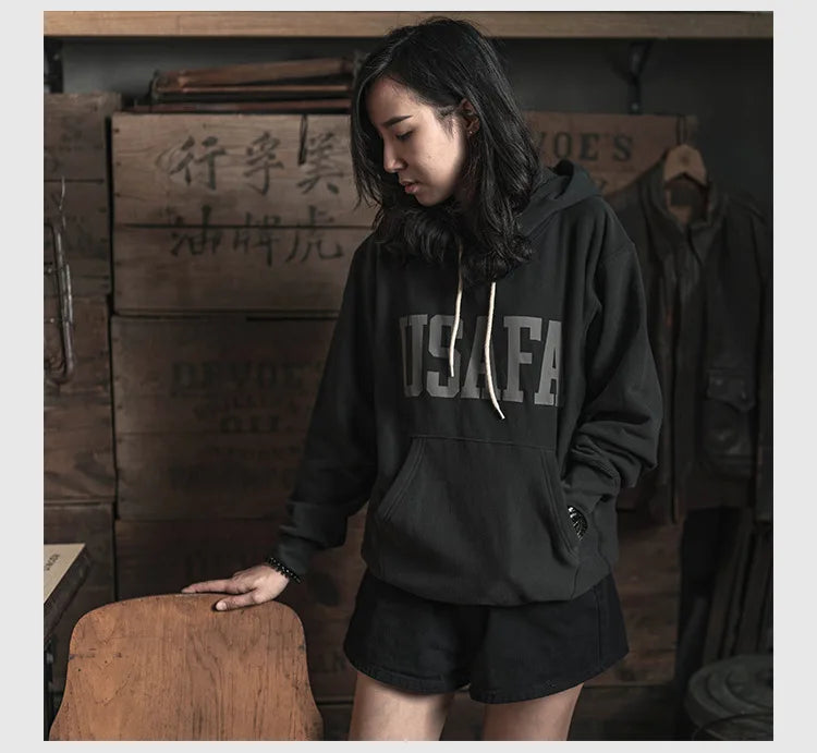 NON STOCK Heavy Thickened Tier Bottom Sweater Men's USAFA Sports Pullover Hoodie - ATFH