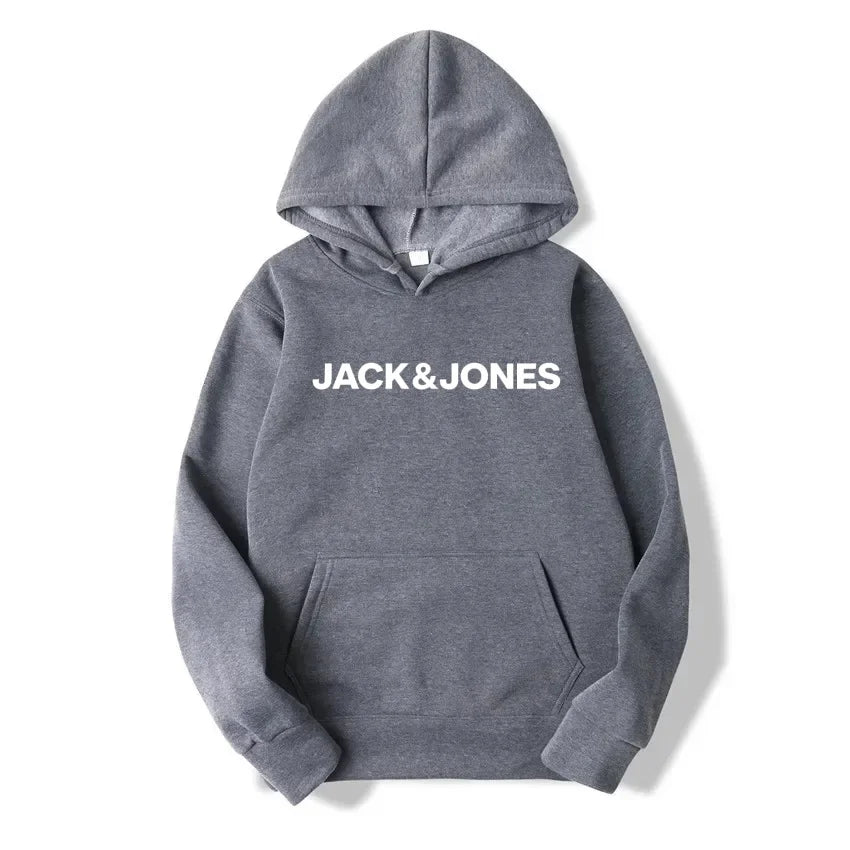 Jack & Jones Men's and Women's Hooded Sweatshirts, Fashionable Loose and Casual, Comfortable Printed Sportswear, Streetwear - ATFH