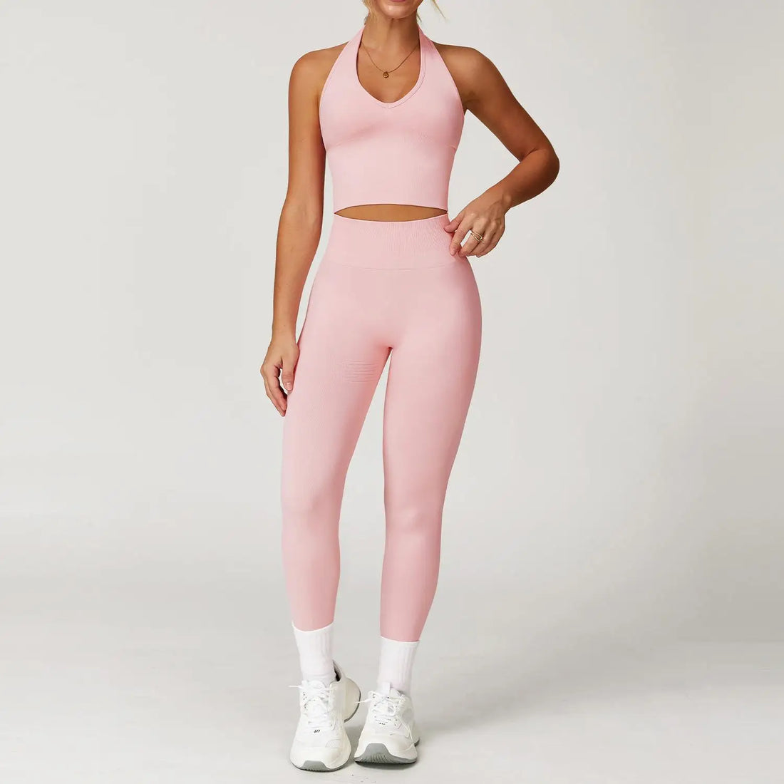 Seamless 2Pcs Yoga Pants Set Women Gym High Waisted High Support Fitness Leggings Push Up Seamless Edging Fitness Sports Bra ﻿ - ATFH