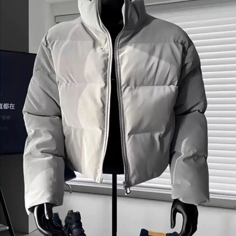2026 Fashion Cotton Padded Coat for Men Winter Cropped Stand Collar Puffer Jackets Male Long Sleeve Thick Warm Overcoats F285