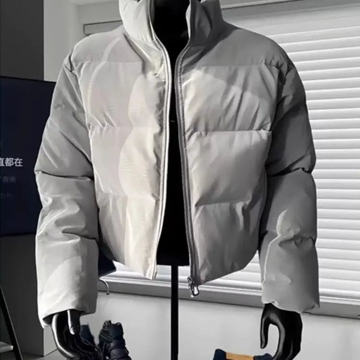 2026 Fashion Cotton Padded Coat for Men Winter Cropped Stand Collar Puffer Jackets Male Long Sleeve Thick Warm Overcoats F285