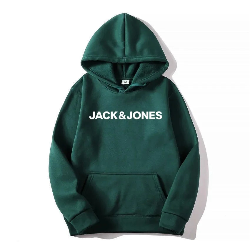 Jack & Jones Men's and Women's Hooded Sweatshirts, Fashionable Loose and Casual, Comfortable Printed Sportswear, Streetwear - ATFH