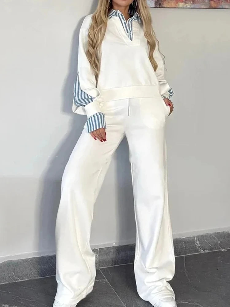 Casual Pink Sports Pants Set Women Hooded Pullover Long Sleeve Top Elastic Waist Drawstring Straight Trousers Autumn Outfits