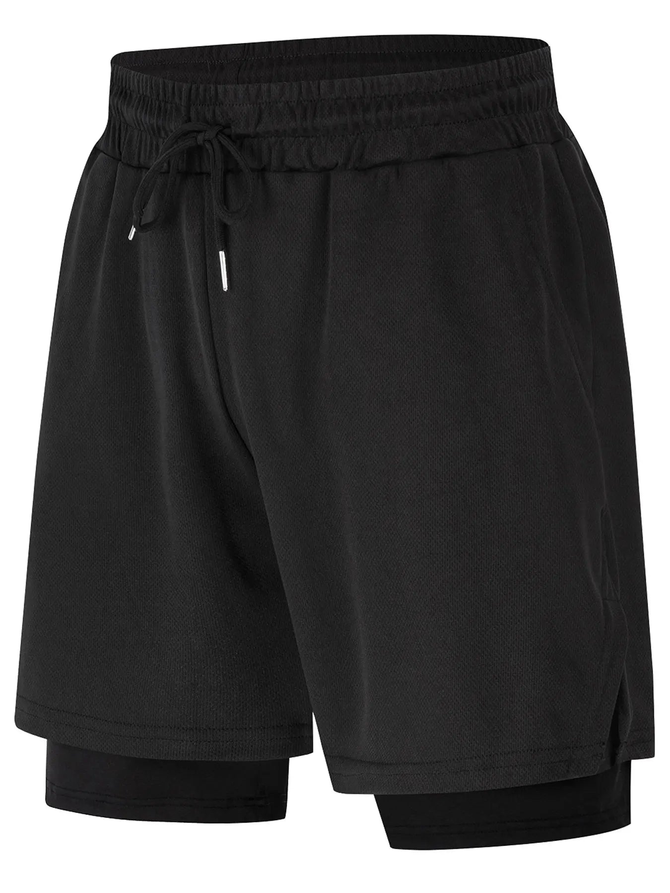 2-in-1 Men's Performance Running Shorts - Moisture-Wicking, Compression Support With Secure Zipper Pocket For Gym & Training