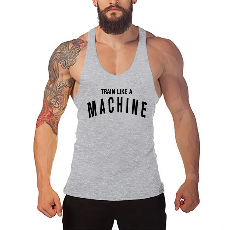 Men's Summer Breathable Gym Clothing for Men Cotton Running Vests Fitness Tank Tops Loose Workout Stringer Sleeveless Shirt