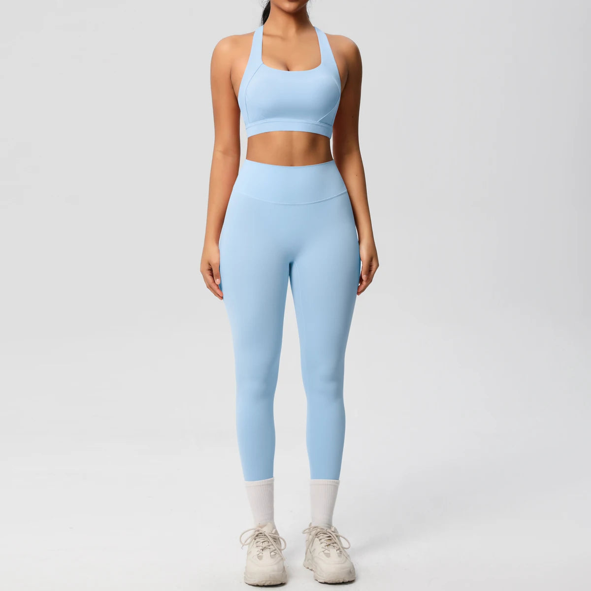 Women 2pcs Patchwork Sport Yoga Suit Training Sleeveless Sport Gym Tops  Tummy Control Slimming Booty Leggings Yoga Suit Sports - ATFH