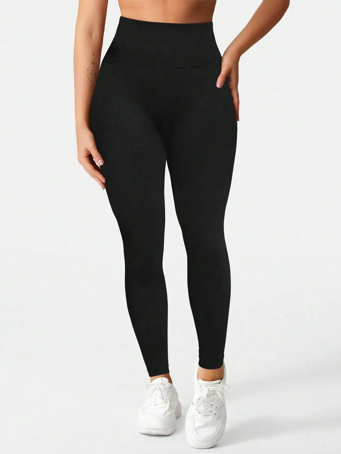 Women's High-Waisted Soft Yoga Pants Solid Color High Elastic Fashion Seasonal Leggings Hip-Up Sports Yoga Wear Gym Tights - ATFH