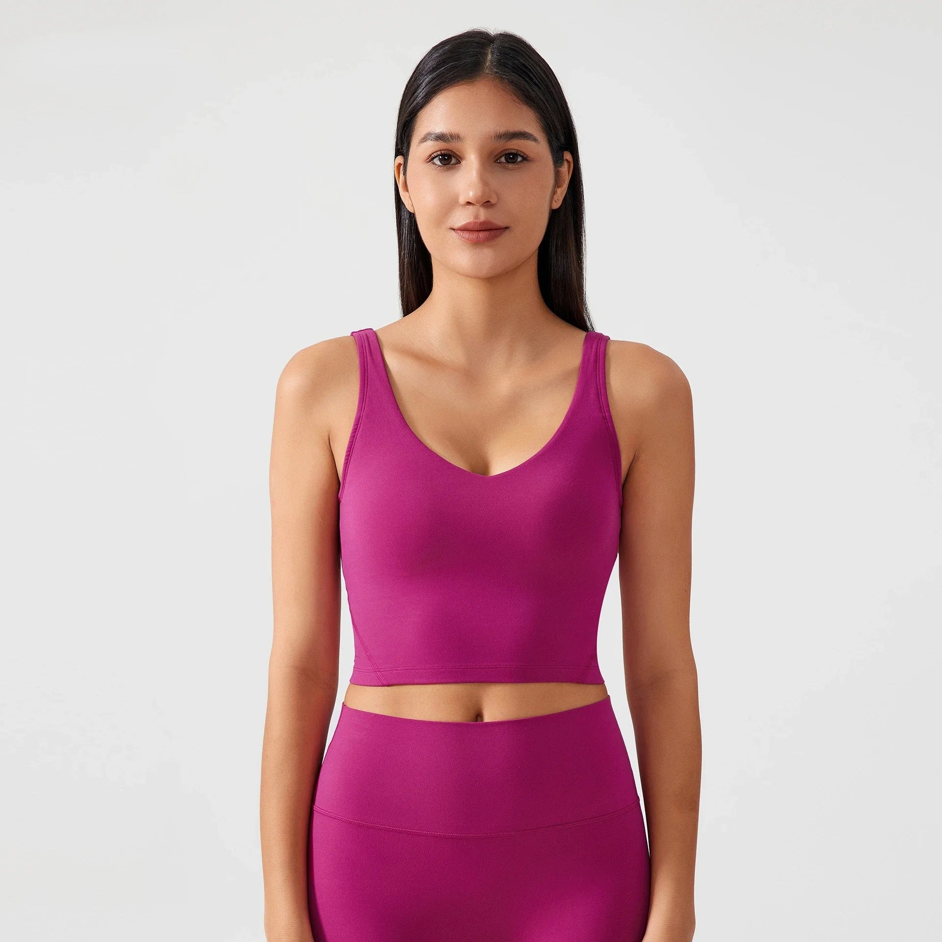 Sports Bra for Women Yoga Top Fixed Chest Pad Gym Vest Shock-proof Workout Tops Yoga Clothes U-shaped Back Fitness Crop Top - ATFH